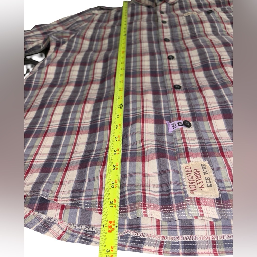 Harley-Davidson Plaid Short Sleeve Button-Up Shirt Red White Blue Men’s XL - Picture 11 of 13